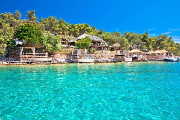 Palmizana Turquoise Strand Bars Aan Zee Pakleni Otoci Eilanden Hvar — Stockfoto