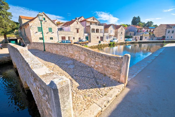 Stadt Vrboska Auf Der Insel Hvar Brücke Und Kanalblick Archipel — Stockfoto