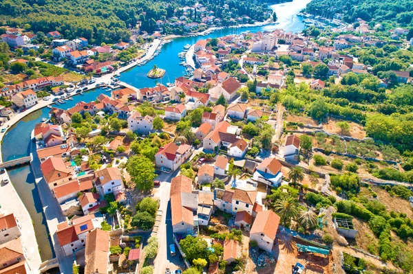 Cidade Vrboska Vista Aérea Ilha Hvar Arquipélago Dalmácia Croácia — Fotografia de Stock