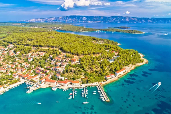 Town Jelsa Bay Waterfront Aerial View Hvar Island Dalmatia Archipelago — Stock Photo, Image