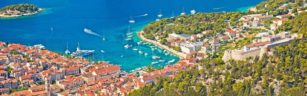 Κόλπος Hvar Και Λιμάνι Yachting Εναέρια Πανοραμική Θέα Dalmatia Αρχιπέλαγος — Φωτογραφία Αρχείου