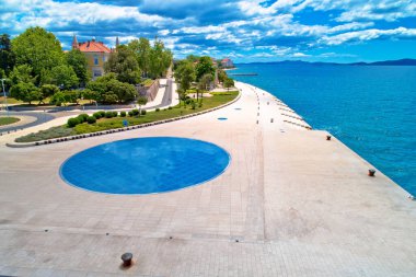 Zadar. Town of Zadar famous tourist attractions aerial view, Dalmatia region of Croatia clipart