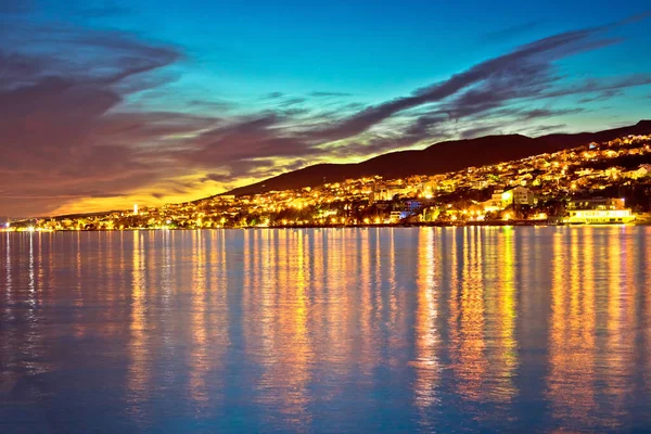 Town Crikvenica Waterfront Evening Sunset View Кварнер Bay Region Croatia — стоковое фото