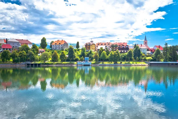 Cidade Fuzine Vista Para Lago Bajer Região Gorski Kotar Croácia — Fotografia de Stock