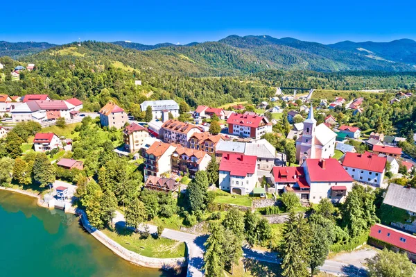 Malerisches Bergstädtchen Fuzine Bajer See Luftaufnahme Region Gorski Kotar Kroatien — Stockfoto
