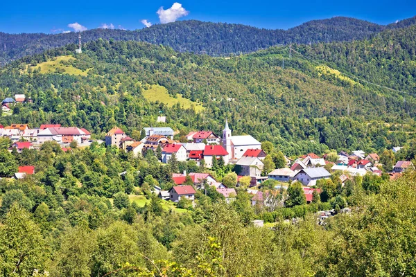 Mountain town of Vrbovsko green landscape view, Gorski Kotar region of Croatia