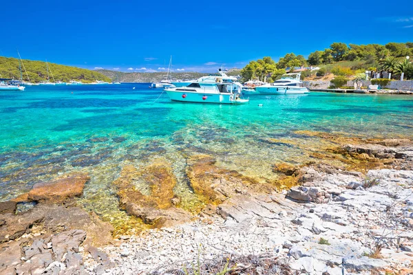 Pakleni Otoci Archipiélago Turquesa Playa Bahía Yates Vista Panorámica Región — Foto de Stock