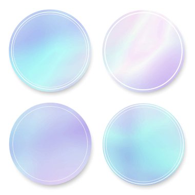 Yumuşak sıvı, holografik, degrade yuvarlak kare beyaz üzerinde ayarlayın. Modern arka şablonu logolar, web tasarım için. Pastel renkli kapakları kartı, takvim, broşür için. Modaya uygun yumuşak dokular
