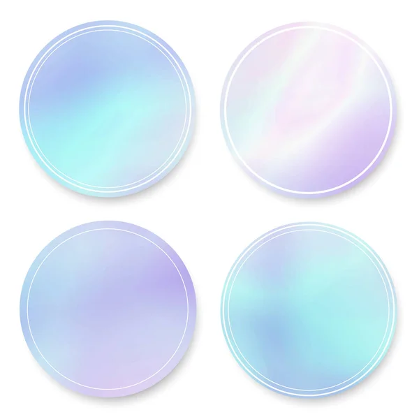 Soft Fluid Holographic Gradient Frames Set White Modern Abstract Backgrounds — Stock Vector