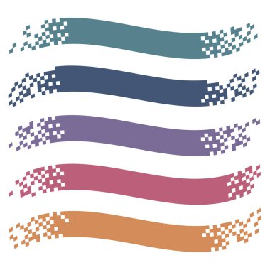 Retro renkler, başlıklar için trendy dalgalı piksel afiş seti