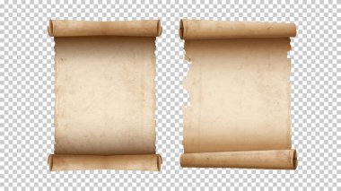 Eski kağıt yaşlı boş parşömenler, izole iki eski parşömenler