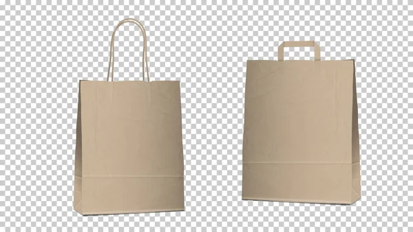 Compras sacos vazios isolados, dois irmãos recicláveis em branco diferentes — Vetor de Stock