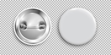 Boş rozet, 3D beyaz yuvarlak düğme, pin düğmesi yalıtılmış