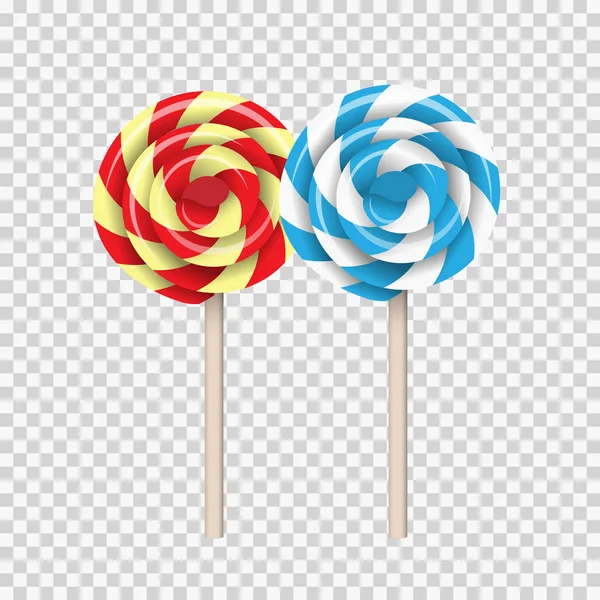 Lollipop Swirl, gekleurde suiker snoepjes set — Stockvector