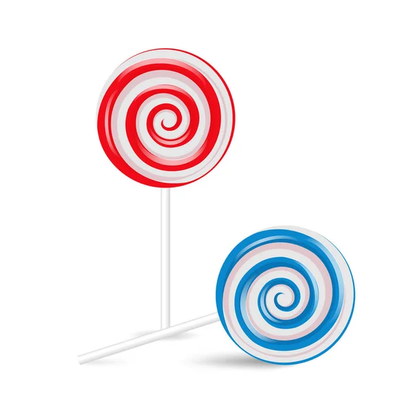 Lollipop Swirl set, gekleurde suiker snoepjes — Stockvector