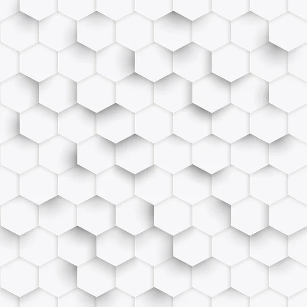 Textura blanca geométrica hexágono, fondo de papel 3D, panal w — Vector de stock