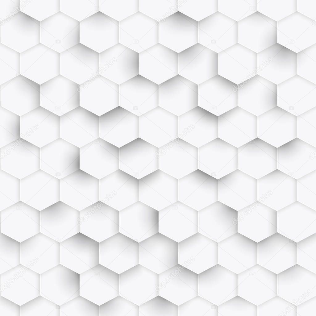 Hexagon geometric white texture, 3D paper background,honeycomb w