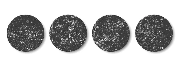 Grunge cercles noirs, cadres ronds, bannières de détresse — Image vectorielle