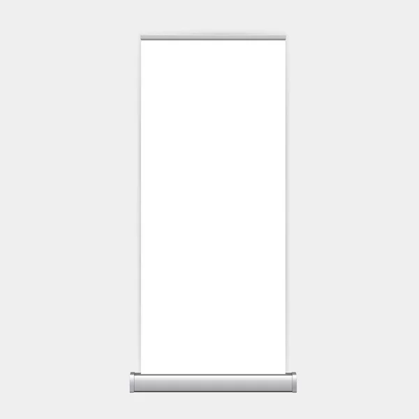 Roll Up Banner Stand isoliert auf sauberem Hintergrund, realistischer Moc — Stockvektor