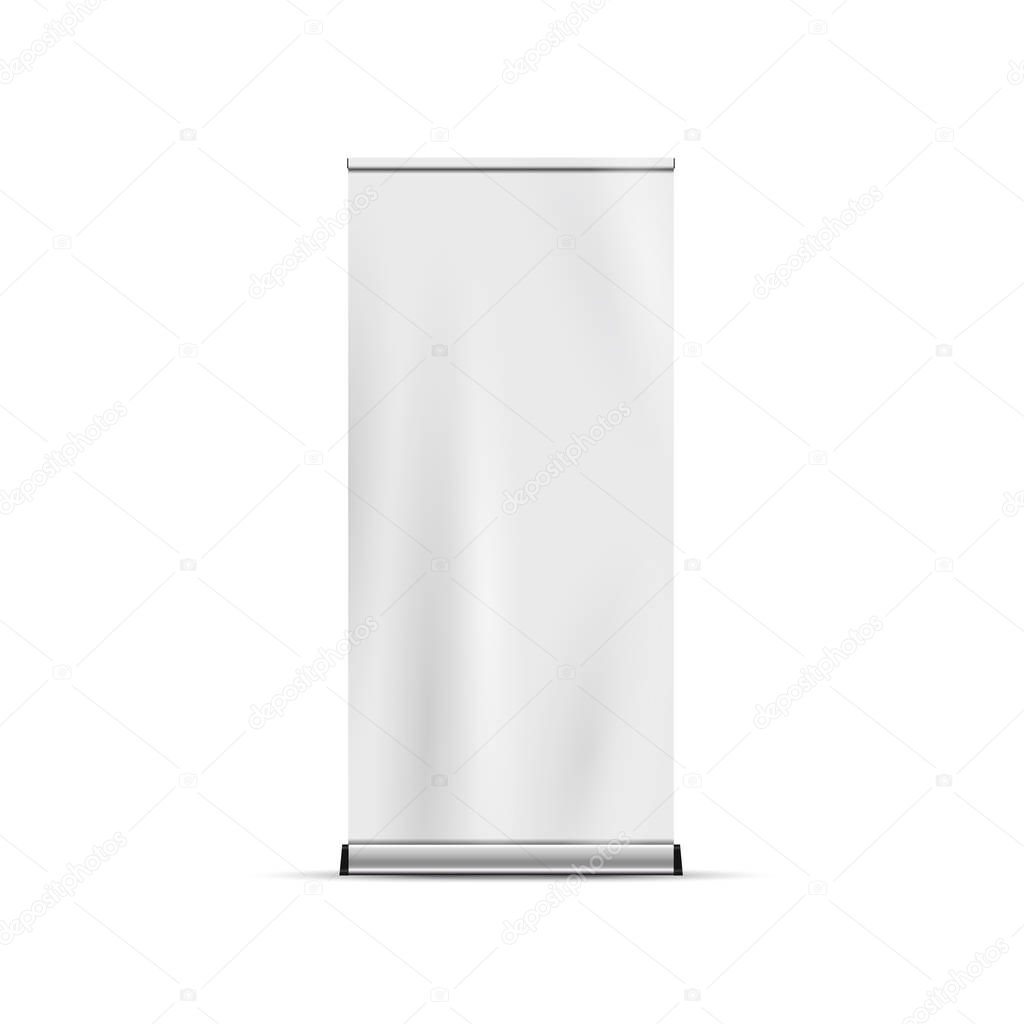 Roll up banner stand isolated on white background