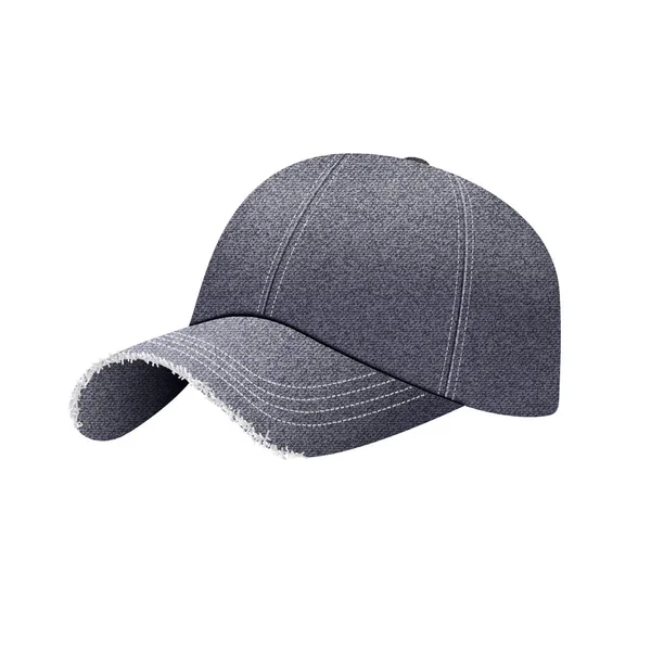 シャドウとブラックデニム野球帽 均一なキャップ帽子 リアルな3Dスタイル 白を基調としたベクトルイラスト デザインのためのテンプレートをモックアップ — ストックベクタ