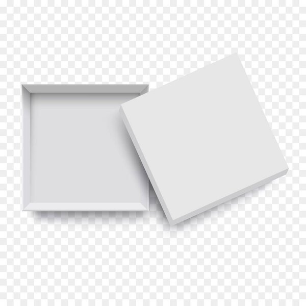 Белый пустой открытый картонный ящик для макетирования. 3D реалистичные векторные иллюстрации, коробка макет изолирован на прозрачном фоне. Вид сверху
