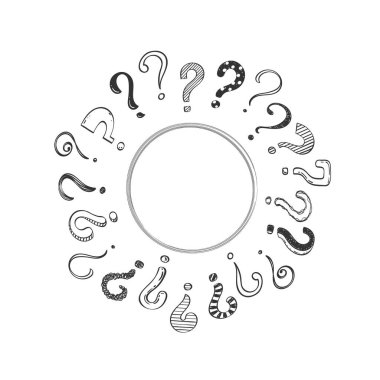 Çemberde elle çizilmiş soru işaretleri