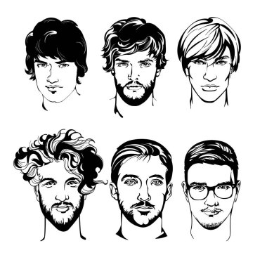 Farklı saç stili olan bir grup adam.