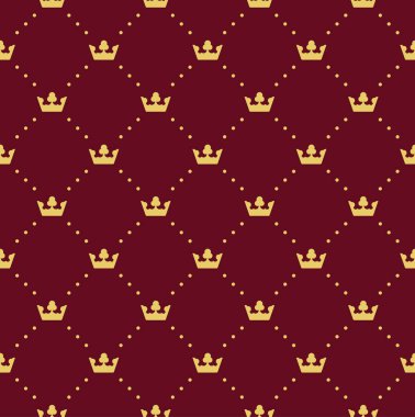 Taçlı vektörsüz retro desen. Duvar kağıdı, şablon dolguları, web sayfası arkaplanı, yüzey dokuları için kullanılabilir