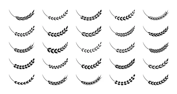 Set Simple Wheats Ears Icons Wheat Design Elements Organic Wheats — Stock Vector