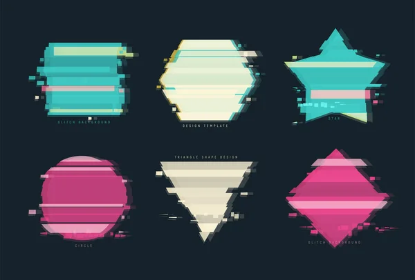 Vector Frames Met Glitch Distortion Effect Een Plaats Voor Tekst — Stockvector