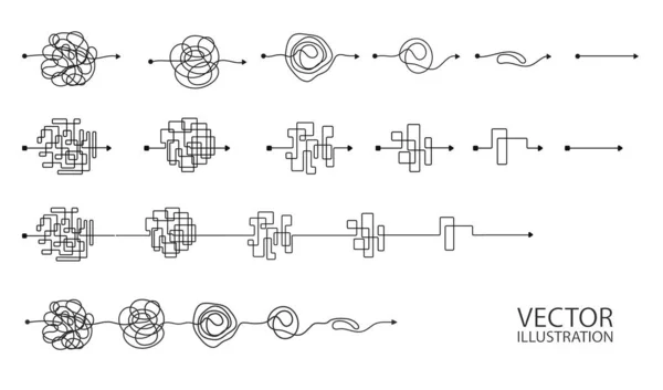 Set Von Chaotischen Clew Symbolen Zeile Von Symbolen Mit Gekritzelten — Stockvektor