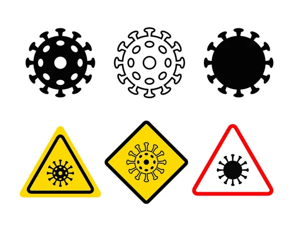 Coronavirus Icon Red Yellow Prohibitive Triangular Rhombus Signs Danger Infection — Stock Vector