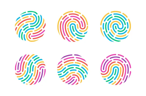 Set Colorful Fingerprints Isolated White Background Vector Illustration — Stock Vector