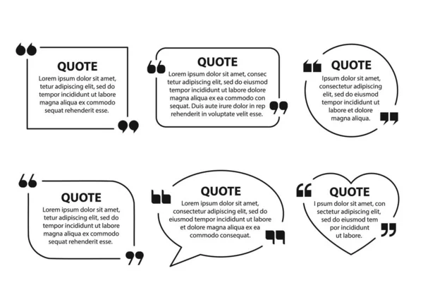 Set Quote Text Boxes Frames Quotation Collection Isolated White Background — Stock Vector