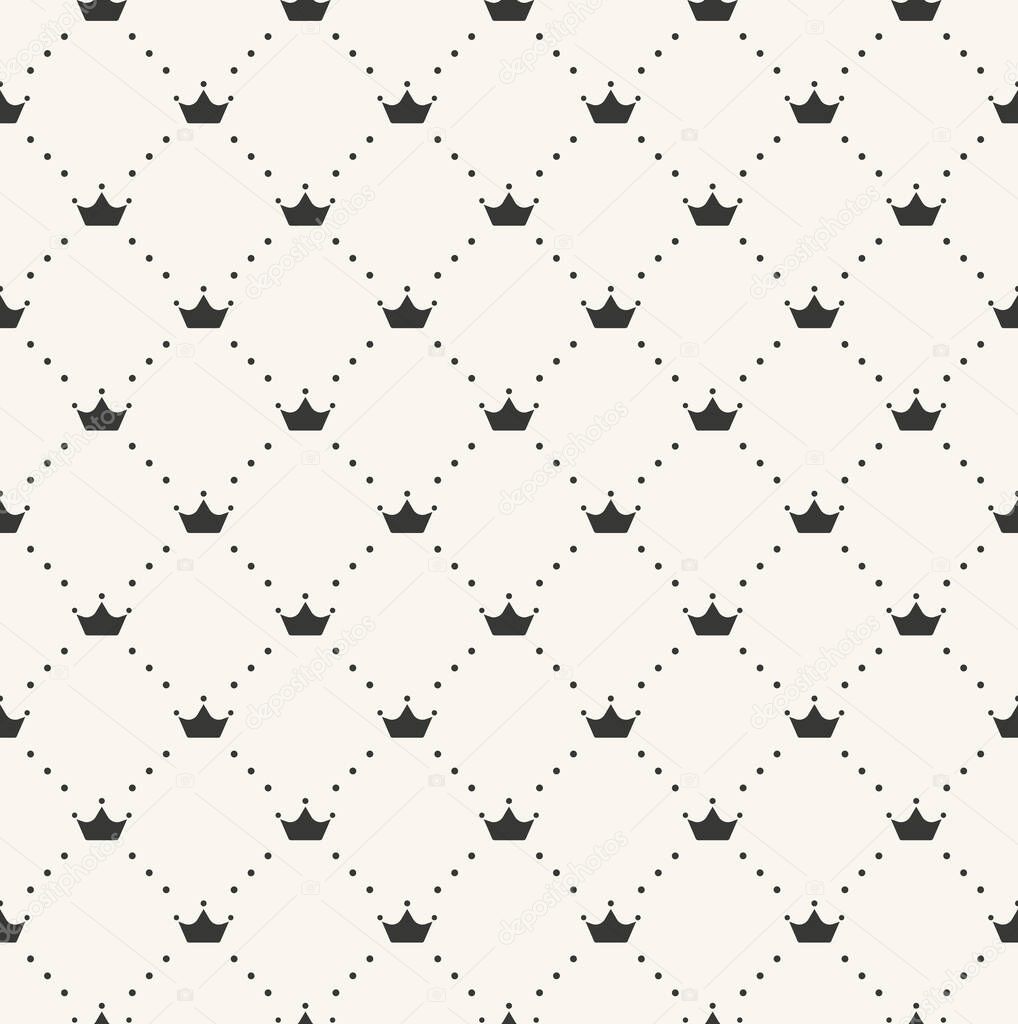 Vector seamless retro pattern, with crowns. Can be used for wallpaper, pattern fills, web page background,surface textures