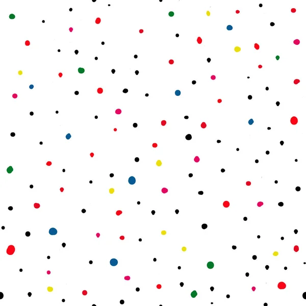 Colorful Seamless Hand Drawn Dot Pattern Dots Isolated White Background — Stock Vector