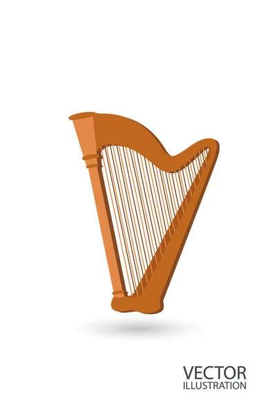 Harpe Bois Sur Fond Blanc Avec Place Pour Texte Instrument — Image vectorielle