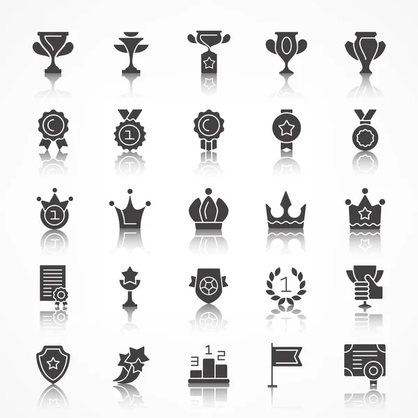 Conjunto Iconos Premio Con Reflexión Contiene Iconos Como Trofeo Medalla — Archivo Imágenes Vectoriales