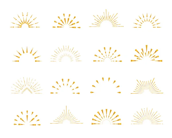 Набор Золотых Блестящих Солнцезащитных Рам Винтажный Стиль Половинки Изолированные Белом — стоковый вектор