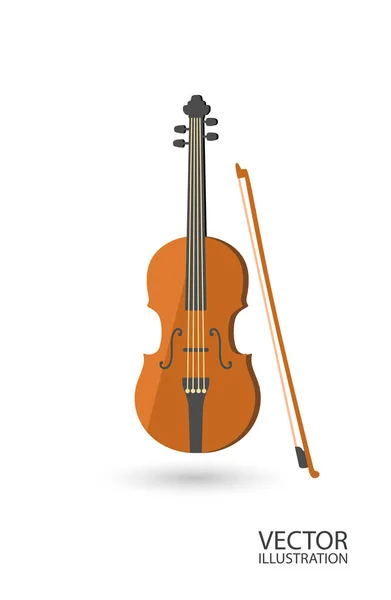 Violino Stile Piatto Isolato Sfondo Bianco Vettoriale Illustrazione — Vettoriale Stock