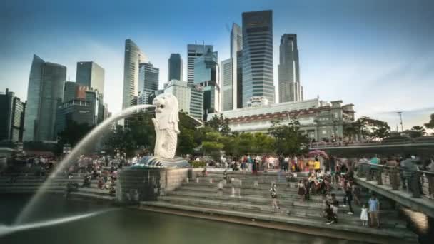 2018 Timelapse Μέρα Νύχτα Σιγκαπούρη Πάρκο Merlion Στον Ορίζοντα — Αρχείο Βίντεο