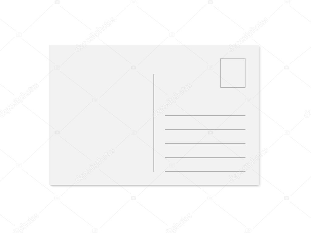 Vector modern blank postcard template with place for stamp, address and message.