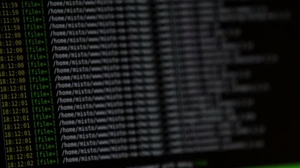 Internet Websitecode Die Wordt Uitgevoerd Een Computerscherm Terminal Omlaag Verslag — Stockvideo