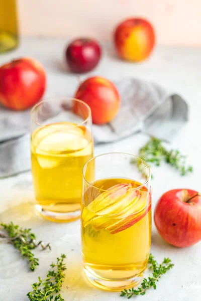 Fles en glazen zelfgemaakte biologische appel cider — Stockfoto