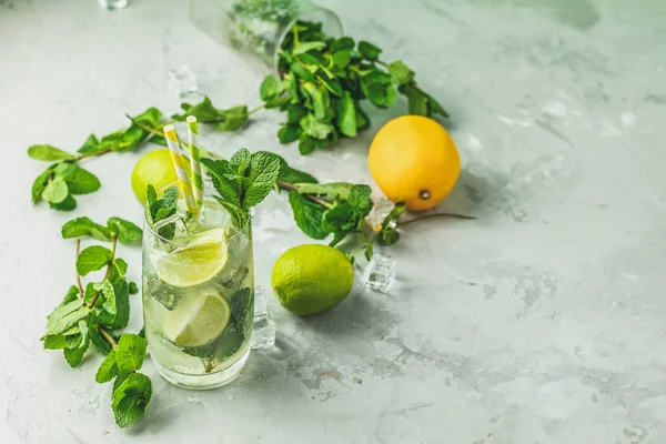 Mojito-Cocktail mit Limette und Minze im Highball-Glas — Stockfoto