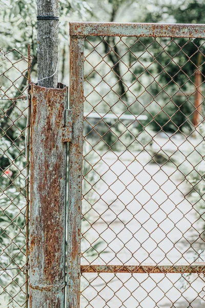 Old metal fence, close up