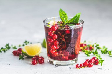 Yaz içecekleri ve alkollü kokteyller Frenk üzümü mojito