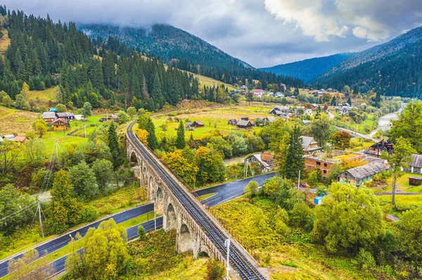 Aerial view amazing over Viaduct is an Austrian stone arch bridg — Stock Photo, Image