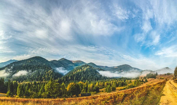 Aerial view amazing over of the Carpathian Mountains or Carpathi — Stock Photo, Image